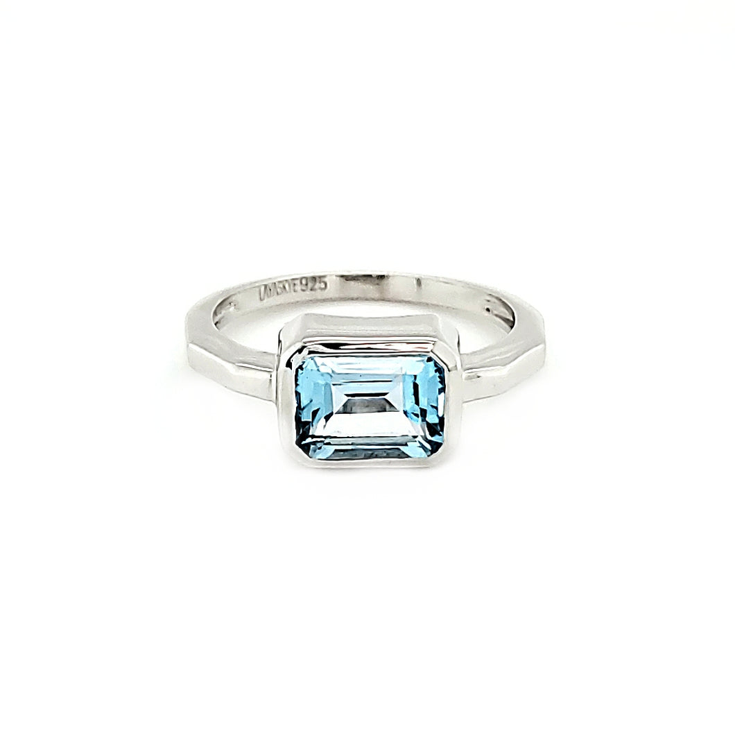 East West Ring in Blue Topaz