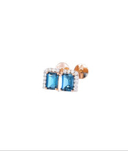 Load image into Gallery viewer, 18K London Blue Topaz and Diamond Studs