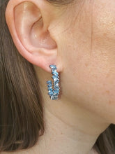 Load image into Gallery viewer, 18K London Blue Topaz and Diamond Hoop Earrings