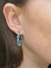 Load image into Gallery viewer, 18K London Blue Topaz and Diamond Hoop Earrings