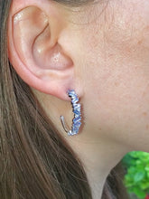 Load image into Gallery viewer, 18K Tanzanite and Diamond Hoop Earrings