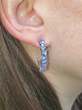 Load image into Gallery viewer, 18K Tanzanite and Diamond Hoop Earrings