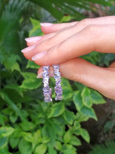 Load image into Gallery viewer, 18K Tanzanite and Diamond Hoop Earrings