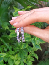 Load image into Gallery viewer, 18K Tanzanite and Diamond Hoop Earrings