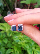 Load image into Gallery viewer, 18K London Blue Topaz and Diamond Studs