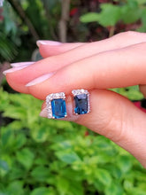 Load image into Gallery viewer, 18K London Blue Topaz and Diamond Studs