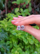 Load image into Gallery viewer, 18K Aquamarine and Diamond Stud Earrings