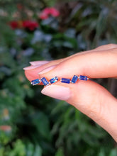 Load image into Gallery viewer, 18K Blue Sapphire Wave Stud Earrings