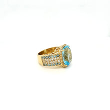 Load image into Gallery viewer, Statement Cushion Ring in Blue Topaz, Swiss Blue Topaz and White Topaz