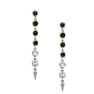 Spike Earrings in Diopside and White Topaz
