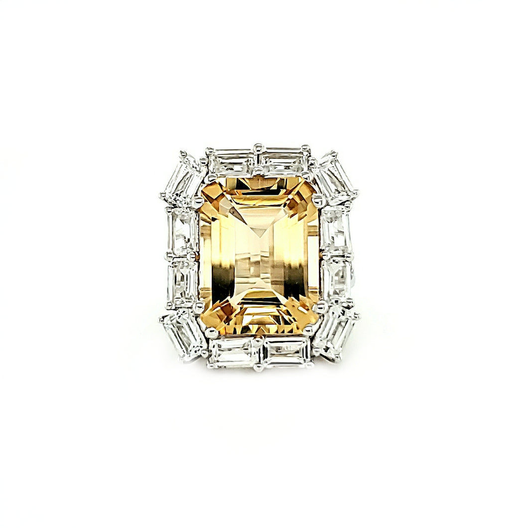 Double Portrait Ring in Citrine and White Topaz