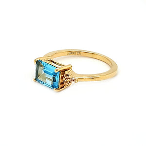 East West Accent Ring in Swiss Blue Topaz