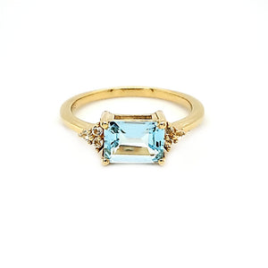 East West Accent Ring in Blue Topaz