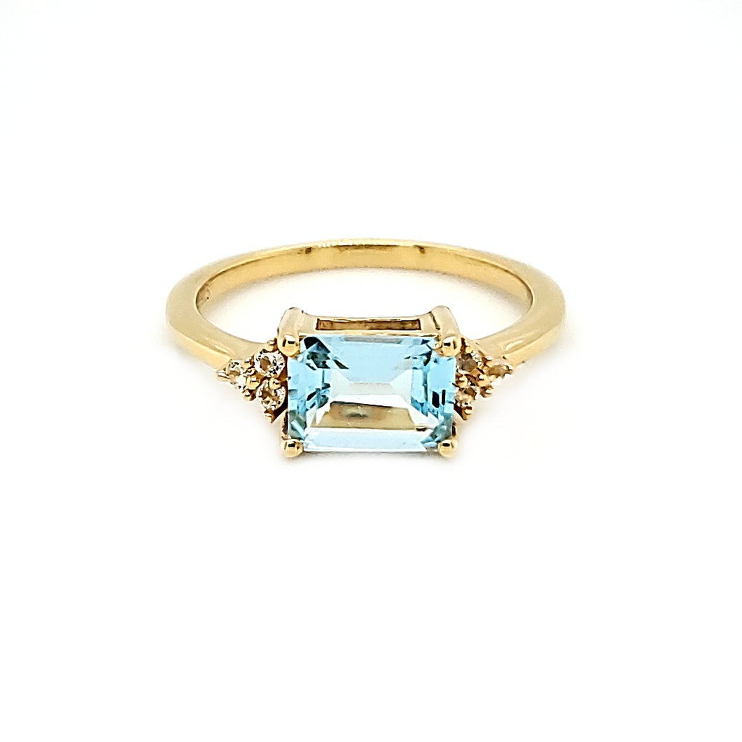 East West Accent Ring in Blue Topaz