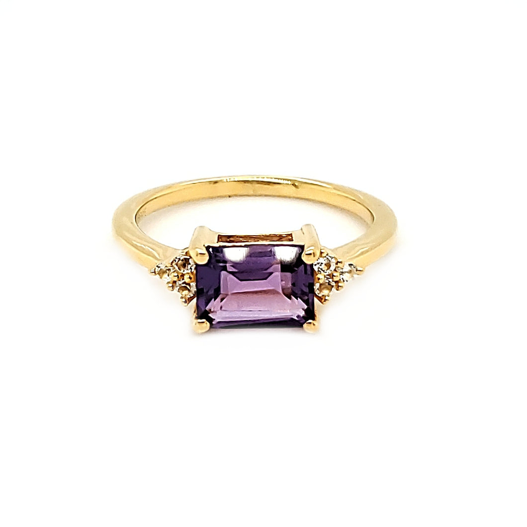 East West Accent Ring in Amethyst
