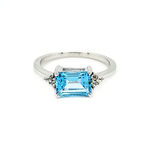 Load image into Gallery viewer, East West Accent Ring in Swiss Blue Topaz
