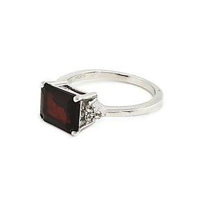 East West Accent Ring in Garnet