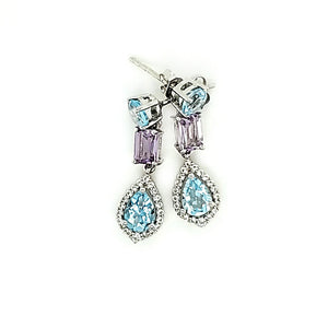 Laya Earrings in Amethyst and Blue Topaz