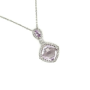 Cushion Cut Accent Pendant in Pink Amethyst