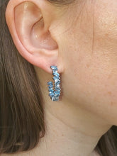 Load image into Gallery viewer, 18K London Blue Topaz and Diamond Hoop Earrings
