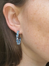 Load image into Gallery viewer, 18K London Blue Topaz and Diamond Hoop Earrings
