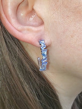 Load image into Gallery viewer, 18K Tanzanite and Diamond Hoop Earrings
