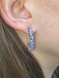 18K Tanzanite and Diamond Hoop Earrings