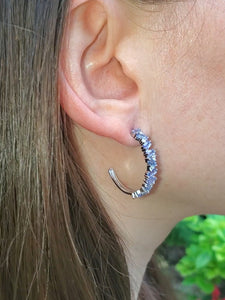 18K Tanzanite and Diamond Hoop Earrings