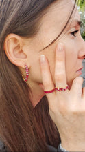 Load image into Gallery viewer, 18K Ruby and Diamond Hoop Earrings
