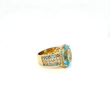 Load image into Gallery viewer, Statement Cushion Ring in Blue Topaz, Swiss Blue Topaz and White Topaz
