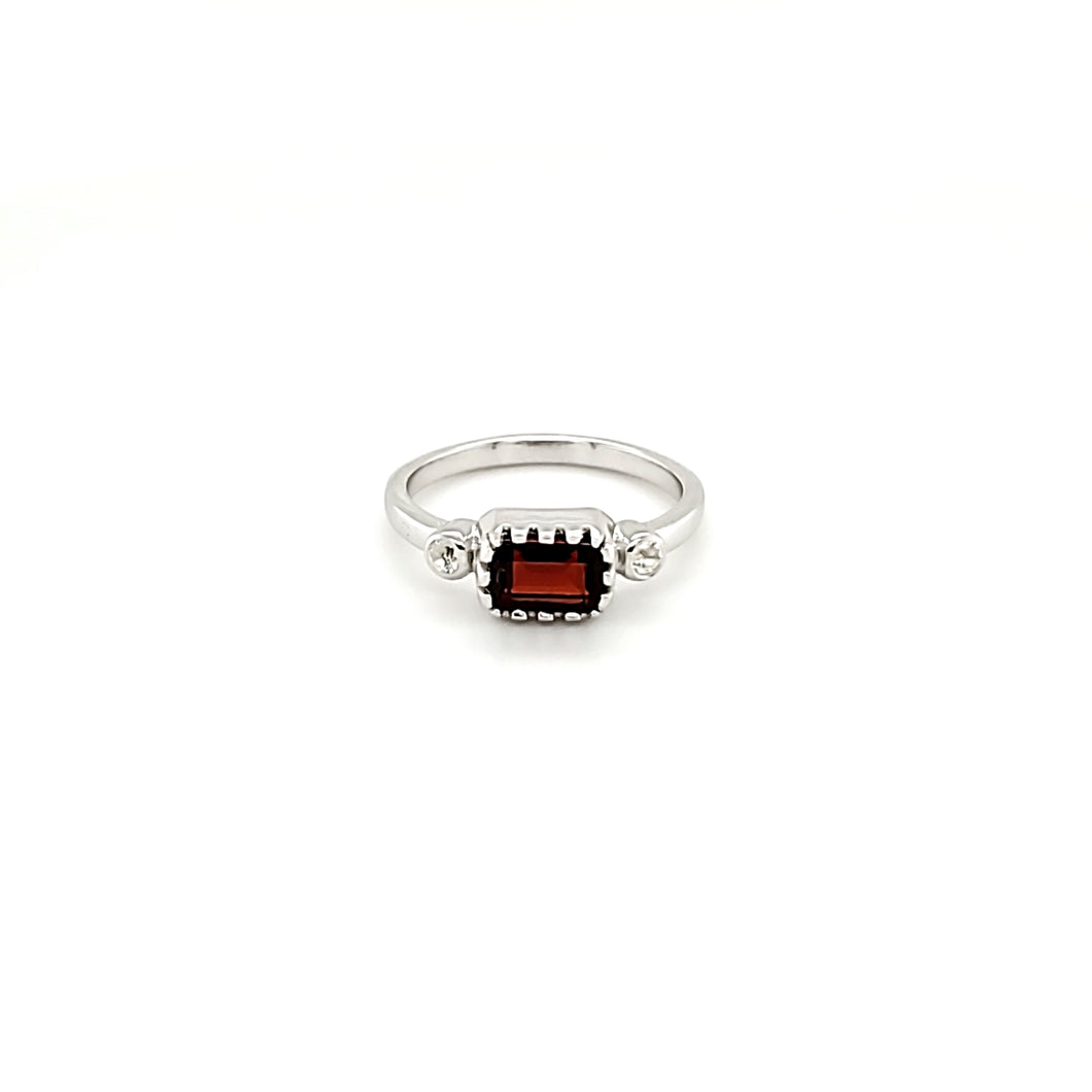 Emerald Stack Accent Ring in Garnet