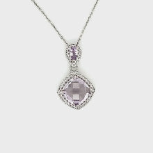 Load and play video in Gallery viewer, Cushion Cut Accent Pendant in Pink Amethyst
