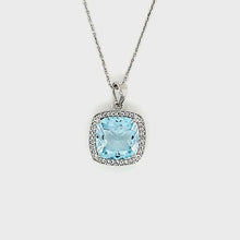Load and play video in Gallery viewer, Cushion Cut Pendant in Blue Topaz
